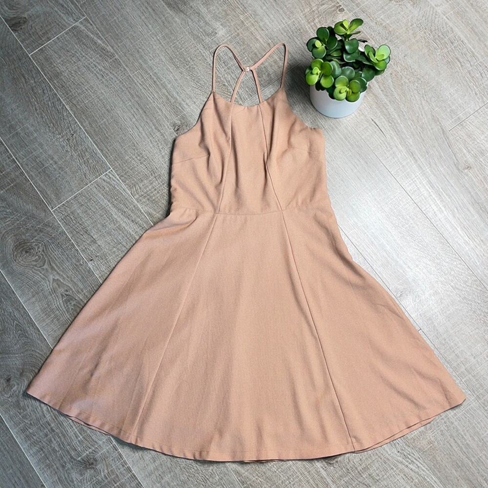 HYFVE Blush Pink Tan Strappy Fit & Flare Lace Dress Women’s Size Medium